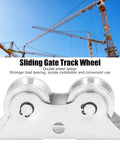Close-up of Groove Wheel V Shaped Gate Casters with Detachable Track Wheels, double bearing, 45 steel material, heavy-duty use.