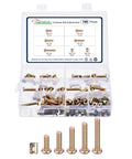 Rock Solid Furniture Replacement Screw Set with Killer Barrel Nuts and Flat Head Bolts for Crib Buildouts Includes All M6 Sizes in a Massive 100 Piece Stash That Slaps in clear storage case.