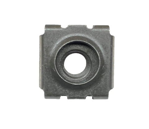 Heavy Duty 10-32 Cage Nuts 25 Pack Black Oxide Snap-In Server Rack Hardware Beefy Hardened Steel close-up view