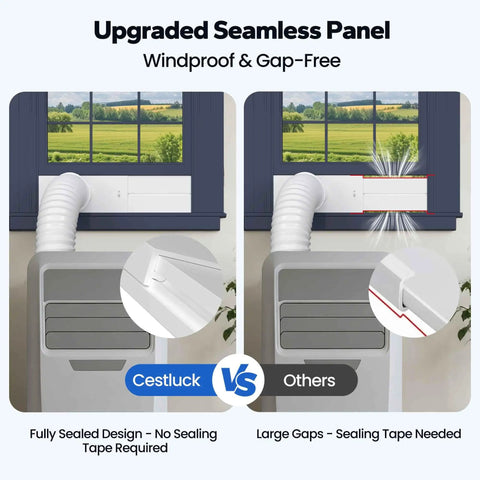 Portable AC Window Vent Kit With 5.9 Inch Exhaust Hose And 5.9 Inch Coupler Bird Guard Adjustable Window Seal Installed View