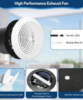 7 Inch Bathroom Exhaust Fan 50 CFM Quiet Vent With 1.0 Sones Low Noise Performance, Dual Ball Bearing Motor, Ceiling Or Wall Mount