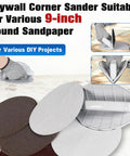 Pro Grade Drywall Corner Sander 9 Inch With Hook And Loop Backing Semi Circular Angle Sanding Tool Kit With 12 Round Sandpapers