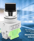 Hella Durable 3 Position Maintained Selector Switch For Industrial Builds Rock Solid Self Locking 2NO Plus 1NC Wiring Medium Low Voltage Electrical Rig Setup on sleek background.