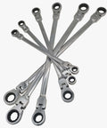 Extra Long Gear Ratcheting Wrench Set 12 Piece 8mm To 19mm Chrome Vanadium Steel Rotatable Head Pro Grade Tough Construction
