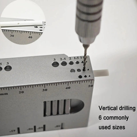 Vertical drilling on Mini Bench Vise Table Clamp for Model Making and Jewelry Crafting, desktop workbench base with ruler markings