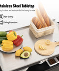 Outdoor Grill Cart With Stainless Steel Tabletop And Storage Cabinet Movable Kitchen Island On Wheels For BBQ Prep