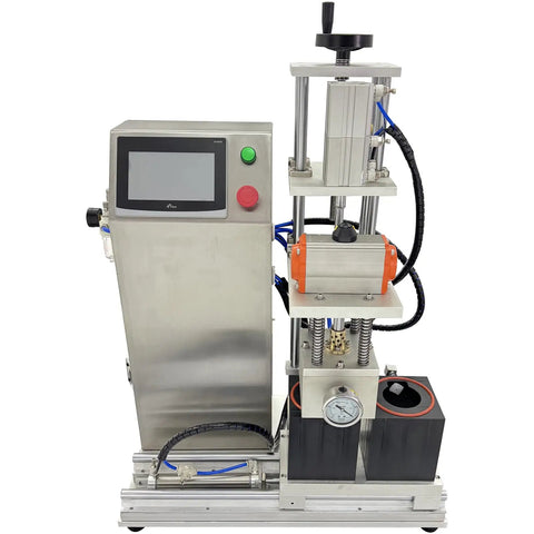 Badass Build Quality Semi Automatic Glass Jar Vacuum Capper Dual Station, metal lid sealer for home production, benchtop setup.