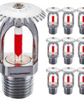 Heavy Duty Fire Sprinkler Heads Quick Response Activation At One Fifty Five Degrees Fahrenheit With One Half Inch Thread For Home And Commercial Buildings Tough As Nails Copper Crafted, pack of 10 units shown.