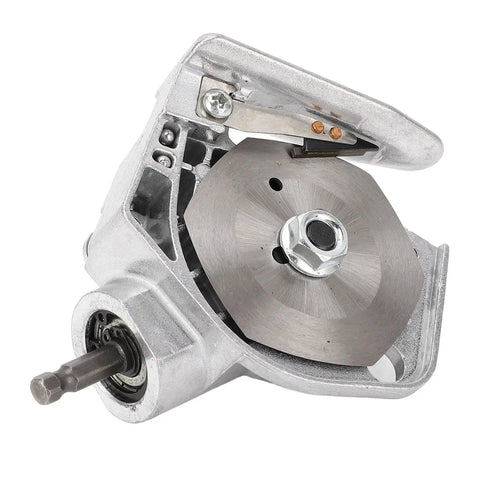 Transform Your Standard Drill With This Stainless Steel Fabric Nibbler And Sheet Metal Cutter Attachment For DIY Pros, showing the metal cutting tool.