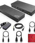 Dual Monitor USB C Docking Station With 135W Power Delivery, HDMI And DisplayPort, Multiport USB Hub, cables and accessories