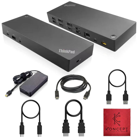 Dual Monitor USB C Docking Station With 135W Power Delivery, HDMI And DisplayPort, Multiport USB Hub, cables and accessories