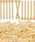 Bulk 2000 Pack Bamboo Golf Tees Two And Three Quarters Inch Natural Wood Color Friction Reducing Tees For Side Spin Durable Golf Accessories For Men Women Kids, assorted in piles and rows.
