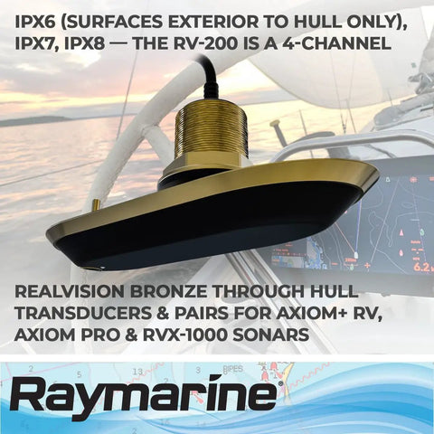 Bronze Through Hull Transducer Pack With 12 Degree Dead Rise Compensation and Axiom Display on Boat