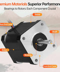 5Pack Nema 17 Stepper Motor 1.8 Degree 2 Phase High Torque 0.6Nm detailed components view