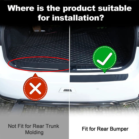 Rear Bumper Protector For Cars And SUVs, 42 Inch By 3.4 Inch Universal Rubber Shield installation guide, showing correct bumper placement