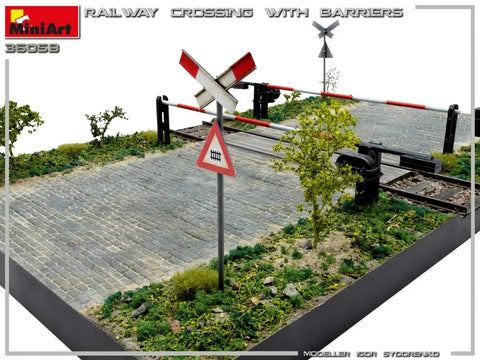 1 35 Scale Railroad Crossing Diorama Plastic Model Kit in Grey Highly Detailed Builder Friendly Build Set for Builders