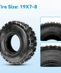 19x7-8 Mini Bike Tires Replacement Set Of 2 For ATVs Go Karts UTVs And Quad Bikes, focus on rugged tread and sidewall details