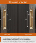 Diagram showing dimension of cut-out for 3 Way Adjustable Invisible Door Hinge Concealed Hidden 180 Degree Swing Zinc Alloy Matte Gold Butt Hinge 6.5 X 3.2 X 1.1 Inches For Door Thickness 38mm To 60mm, 88 Lbs Load Per Hinge Hidden Hardware For DIY Home Improvement.
