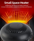 Kick Some Serious Heat Without The Cord Drag 18V Battery Powered Portable Space Heater 170W, compact design with heating elements.