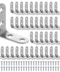 Heavy Duty Stainless Steel L Brackets Set With Screws, 100 Pack 90 Degree Corner Braces for wood furniture support