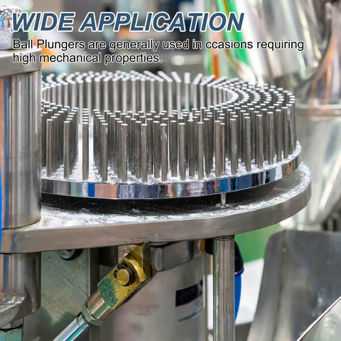 Pack Of Two Heavy Duty Hex Socket Ball Plungers M16 X 35mm High Carbon Steel Spring Loaded Positioning Pins for pneumatic tools in industrial use.