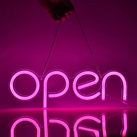 Open Sign For Business Pink 16x6 Inch Attention Grabbing Open Close Display With Low Voltage Bright Lights On Off Switch Pre assembled Hanging