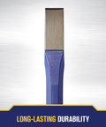 Close-up of chisel from Chisel And Punch Set 12 Pack With Assorted Sizes One Piece Forged For Strength Hardened And Tempered For Long Life