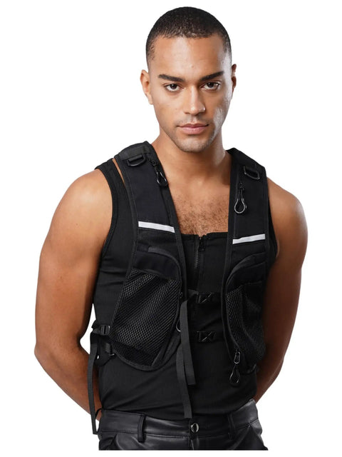 Mens Marathon Running Vest Hydration Backpack With Breathable Nylon Polyester Blend Multi Pocket Racing Gear Black One Size
