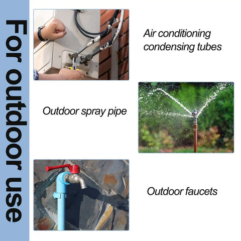 Eight Piece Self Adhering Pipe Insulation Foam Tubes With Aluminum Foil Wrap for outdoor water lines and faucets freeze protection