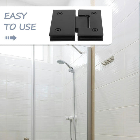 304 Stainless Steel Shower Door Hinges 180 Degree Glass Clamp for Frameless Bathroom Doors in matte black