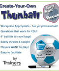 Create Your Own Thumball 6 Inch Blue With Marker Includes 30 Blank Panels For Custom Ice Breakers And Learning Reinforcement Tools Perfect For Class Team Building And Quick Conversational Prompts. blue 6-inch Thumball with marker and blank panels