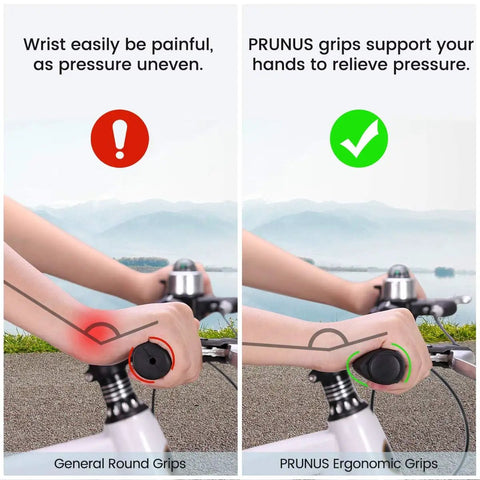 Comparison of general round grips versus ergonomic rubber bike handlebar grips for MTB BMX, anti slip comfort, wide support, dual lengths