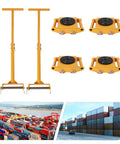 Heavy Duty Machinery Moving Kit With Two Handles 360 Degree Rotating Skates Four Rollers 6 Ton Capacity 13200 Lb Industrial