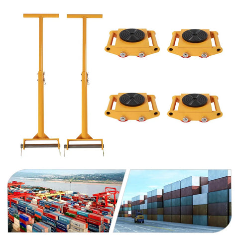 Heavy Duty Machinery Moving Kit With Two Handles 360 Degree Rotating Skates Four Rollers 6 Ton Capacity 13200 Lb Industrial