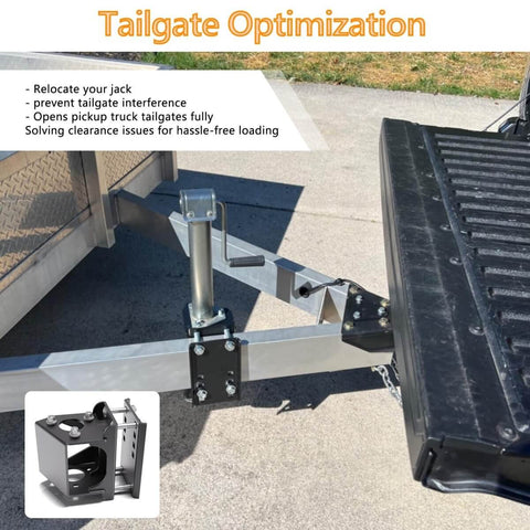 Universal Trailer Tongue Jack Relocation Kit With Bolt On Bracket For 3 Bolt And A Frame Jacks No Weld Install Tailgate Clearance