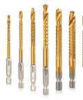 Titanium Coated HSS Twist Drill Bits Set, 8 Piece Hex Shank With Serrated Cutting For Wood Metal Plastic, Sizes 3mm To 10mm