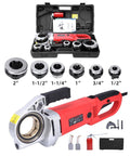 Heavy Duty Electric Pipe Threader Kit Featuring Six Precision Dies Spanning Half To Two Inches Alongside A Tough Carry Case.