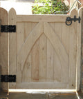 Wooden gate with black Self Closing Gate Hinges Kit Adjustable Heavy Duty Hardware For Wood Vinyl Metal Outdoor Fences Built To Last