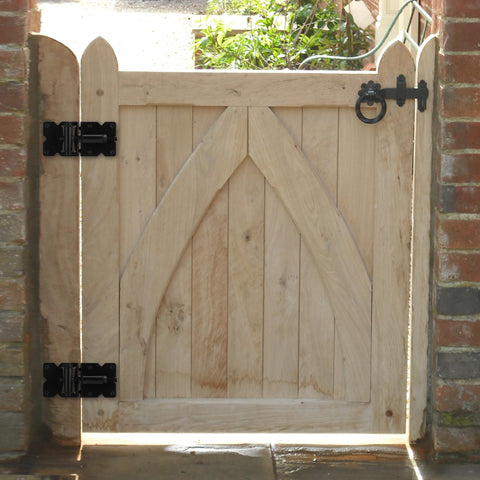 Wooden gate with black Self Closing Gate Hinges Kit Adjustable Heavy Duty Hardware For Wood Vinyl Metal Outdoor Fences Built To Last