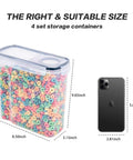 4 Piece Large Cereal Storage Set With Airtight BPA Free Plastic Containers, 135.2oz Capacity Each, compared to smartphone size