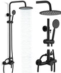 Matte Black Outdoor Shower System With Exposed Install Built To Last All In One Shower Fixture Made From SUS304 Stainless Steel And Brass