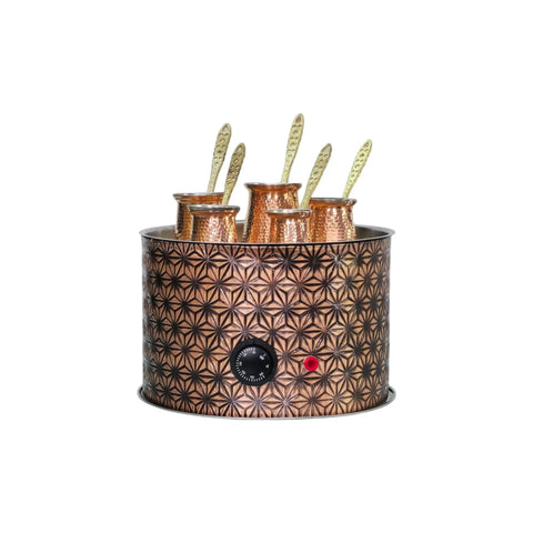 Copper Turkish Heating Sand Coffee Maker With Pot Set Five Sizes 110 To 230 Volt Big Round Star Design Electric Brew Machine