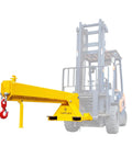 Heavy Duty 4400Lb Forklift Jib Boom Crane With Dual Hooks and Easy Slide On Adjustments for fast material moving; yellow, 7-12ft arm.