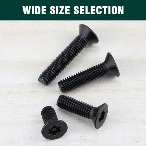 Tough As Nails M6 X 35Mm Flat Torx Security Screws, Solid 304 Stainless Steel Tamper Proof Fasteners, Includes Tt30 Driver Bit, 25 Pack Heavy Duty Set size selection, black coated screws.