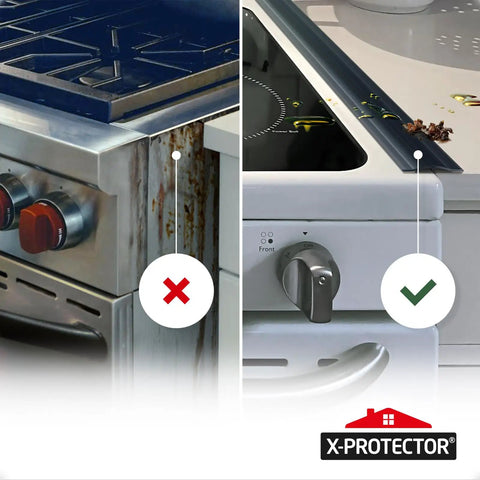 Premium Silicone Stove Gap Cover 50 Inch Long Self Adhesive Gap Filler Between Stove And Counter Heat Resistant Spill Guard Keeps Crumbs And Debris Out So No Mess In The Gap Easy Clean Kitchen Countertop Protector installed