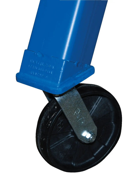 Close-up of phenolic caster wheel on Heavy Duty Adjustable Height Gantry Crane Built Like A Tank For Daily Warehouse Moves.