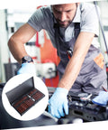 Professional Spline And Star Bit Socket Set Featuring Ergonomic Comfort Handles in use by a mechanic with gloves.