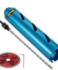 Diamond Dry Core Drill Bit Kit with Pilot Bit and 4.5 Inch Blade for Heavy Duty Concrete Brick and Block Masonry Hole Saw Set