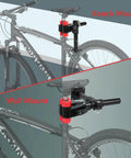 Wall Mount Bike Repair Stand With Height Adjustable Workstand 360 Degree Rotating Clamp To Hold Bikes At Any Angle setup