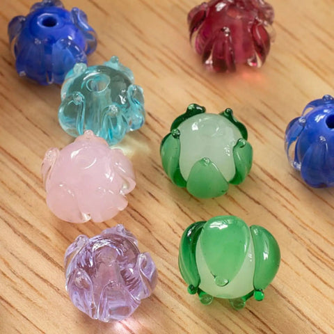 Premium Handcrafted Lampwork Glass Beads Deep Purple Flower Pendants Killer Shine 5 Piece Set For Jewelry Making DIY Crafts Smooth Operator Go To Spacer Charm Supplies 12Mm